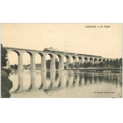 carte postale ancienne 87 LIMOGES. Train sur le Viaduc 1925