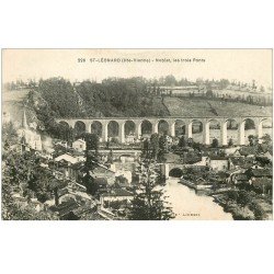 carte postale ancienne 87 SAINT LEONARD. Le Viaduc et Village 1930