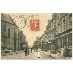 carte postale ancienne 14 ISIGNY. Commerces rue Emile Demagny 1915