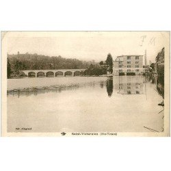 carte postale ancienne 87 SAINT VICTURNIEN. Fabrique et Pont. Tampon militaire 1940