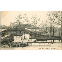 carte postale ancienne 87 SOLIGNAC. Personnage au Moulin vers 1900