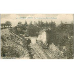 carte postale ancienne 88 BRUYERES EN VOSGES. Tunnel sous Casernes Infanterie et Train à vapeur 1917