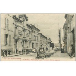 carte postale ancienne 88 CHARMES SUR MOSELLE. La Poste et Caisse Epargne Rue des Capucins