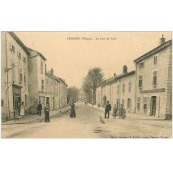 carte postale ancienne 88 CHARMES SUR MOSELLE. Le bout du Pont 1914 Café Restaurant et Boulangerie