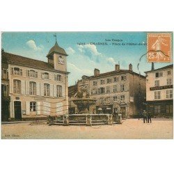 carte postale ancienne 88 CHARMES SUR MOSELLE. Place Hôtel de Ville 1932 Hôtel de Vente, Pharmacie et Chapellerie