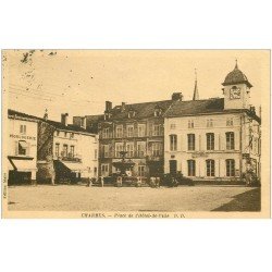carte postale ancienne 88 CHARMES SUR MOSELLE. Place Hôtel de Ville 1936 Horlogerie et Café