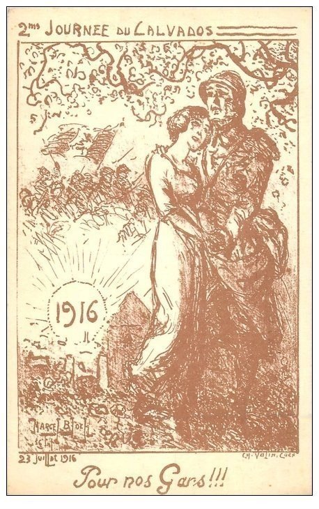 carte postale ancienne 14 JOURNEE DU CALVADOS. Pour nos Gars 1916. Militaire Poilu