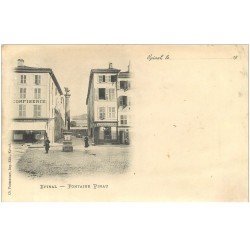 carte postale ancienne 88 EPINAL. Fontaine Pinau et Confiserie 1900 (défaut)