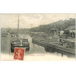 carte postale ancienne 88 EPINAL. Péniches Port du Canal 1908 verso vierge