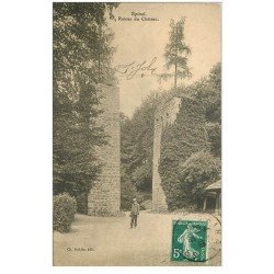 carte postale ancienne 88 EPINAL. Ruines du Château 1909 animation