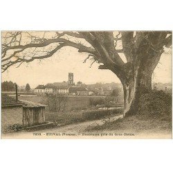 carte postale ancienne 88 ETIVAL. Le Village vu du Gros Chêne 1925