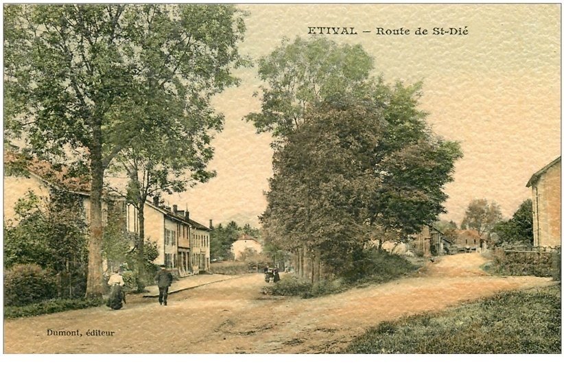 88 ETIVAL. Route de Saint Dié. Superbe carte granulée