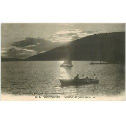 carte postale ancienne 88 GERARDMER. Canotage sur le Lac au Coucher de Soleil
