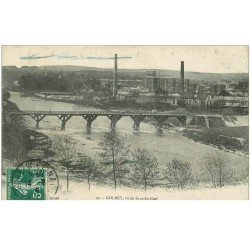 carte postale ancienne 88 GOLBEY. Pont et Usines vus du Saut le Cerf 1908