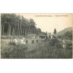 carte postale ancienne 88 GRANDVILLERS. Vallée de Arentelle bien animée