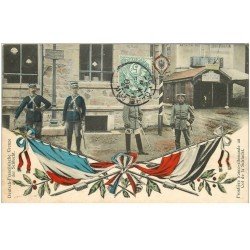 carte postale ancienne 88 LA SCHLUCHT. Frontière Franco Allemande au Col 1907 Douaniers et Drapeaux