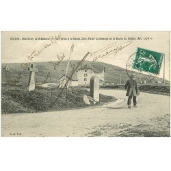 carte postale ancienne 88 LE BALLON D'ALSACE. La Borne zéro point culminant de la Route 1910