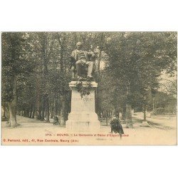 carte postale ancienne 01 BOURG. Quinconce et Statue E. Quinet 1913