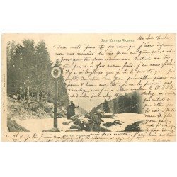 carte postale ancienne 88 LES VOSGES. Au Col Oderen 1902 Douaniers au Poteau Frontière