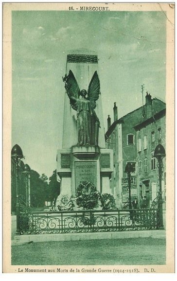 carte postale ancienne 88 MIRECOURT. Monument aux Morts de la Grande Guerre 1929