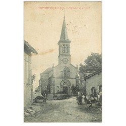 carte postale ancienne 88 MONTHUREUX LE SEC. Eglise 1918 avec animation