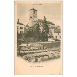 carte postale ancienne 88 NEUFCHATEAU. Eglise Saint Christophe et Jardiniers 1902. Timbrée mais vierge
