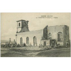 carte postale ancienne 88 NOMPATELIZE. Eglise et Cimetière avec Militaires 1915