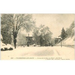 carte postale ancienne 88 PLOMBIERES LES BAINS. Avenue de la Gare en Hiver 1906