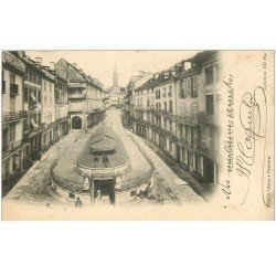 carte postale ancienne 88 PLOMBIERES LES BAINS. Bains Romains Rue Stanislas 1904 avec son Personnel