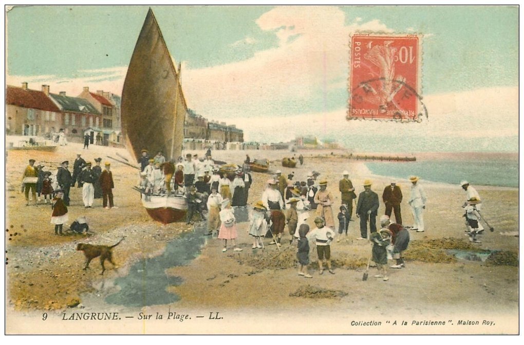 carte postale ancienne 14 LANGRUNE-SUR-MER. La Plage barque de Pêcheurs 9