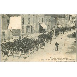carte postale ancienne 88 RAMBERVILLERS. Défilé du 17 Bataillon revenant du Tir d'Honneur 1904 avec Fanfare Militaire