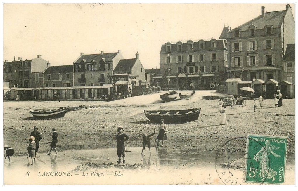 carte postale ancienne 14 LANGRUNE-SUR-MER. La Plage LL8
