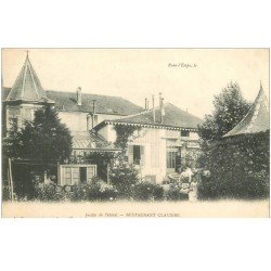 carte postale ancienne 88 RAON L'ETAPE. Restaurant Clavière et Jardin Hôtel 1904 animation
