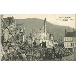 carte postale ancienne 88 RAON L'ETAPE. Rue Thiers incendiée 1915 enseigne d'un Café détruit