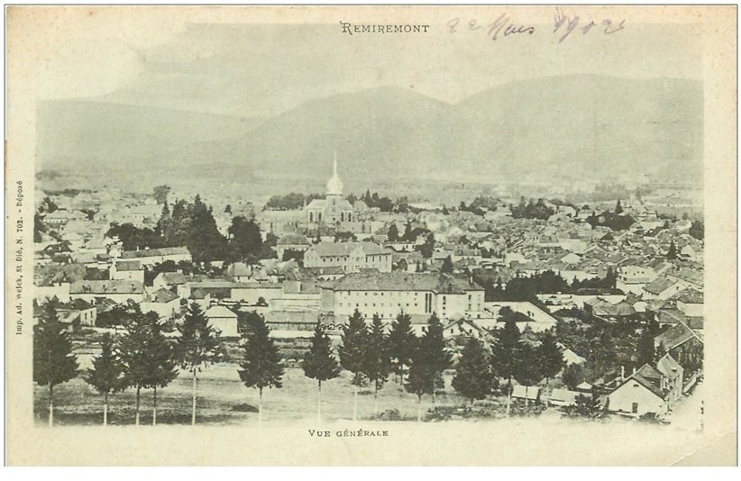 carte postale ancienne 88 REMIREMONT. Vue générale 1902. Timbrée mais vierge