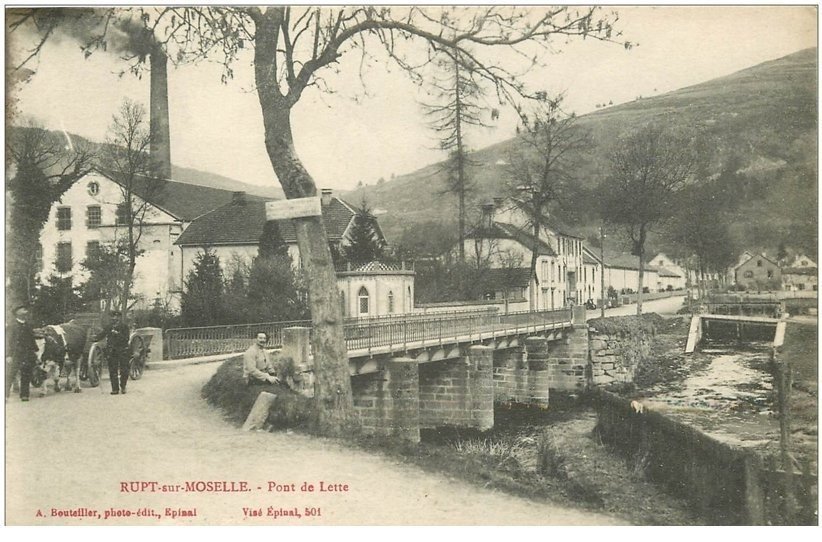 carte postale ancienne 88 RUPT SUR MOSELLE. Pont de Lette attelage et militaire