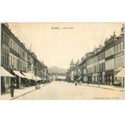 carte postale ancienne 88 SAINT DIE. Rue Thiers 1913 magasin Au Gaspillage