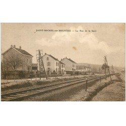 88 SAINT-MICHEL-SUR-MEURTHE. La Rue de la Gare et ligne du Chemin de Fer 1942