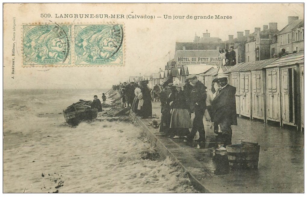 carte postale ancienne 14 LANGRUNE-SUR-MER. Un Jour de Grande Marée