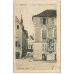 carte postale ancienne 89 AUXERRE. Place Saint Nicolas et rue de l'Yonne. Impeccable et vierge