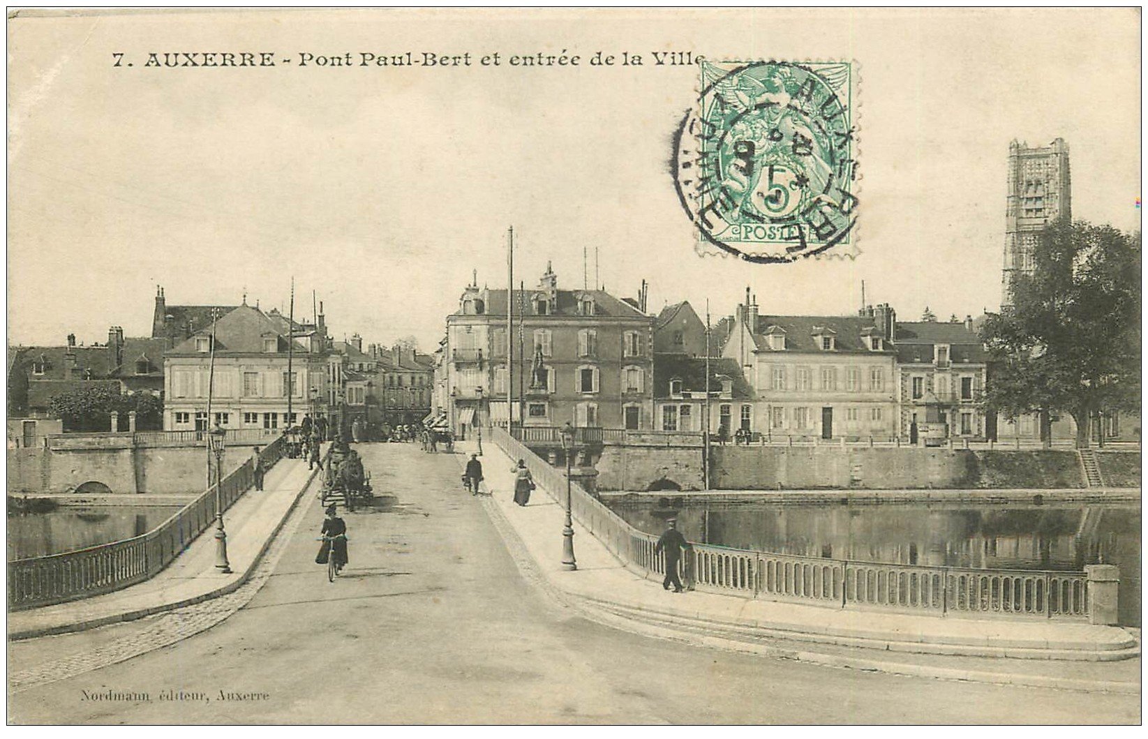 carte postale ancienne 89 AUXERRE. Pont Paul Bert à l'Entrée de la Ville 1907