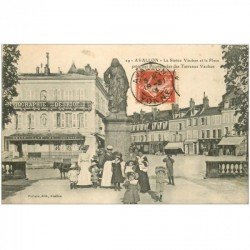 carte postale ancienne 89 AVALLON. Photographie Desriot et Café de l'Europe. Place et Promenades des Terreaux Vauban 1913