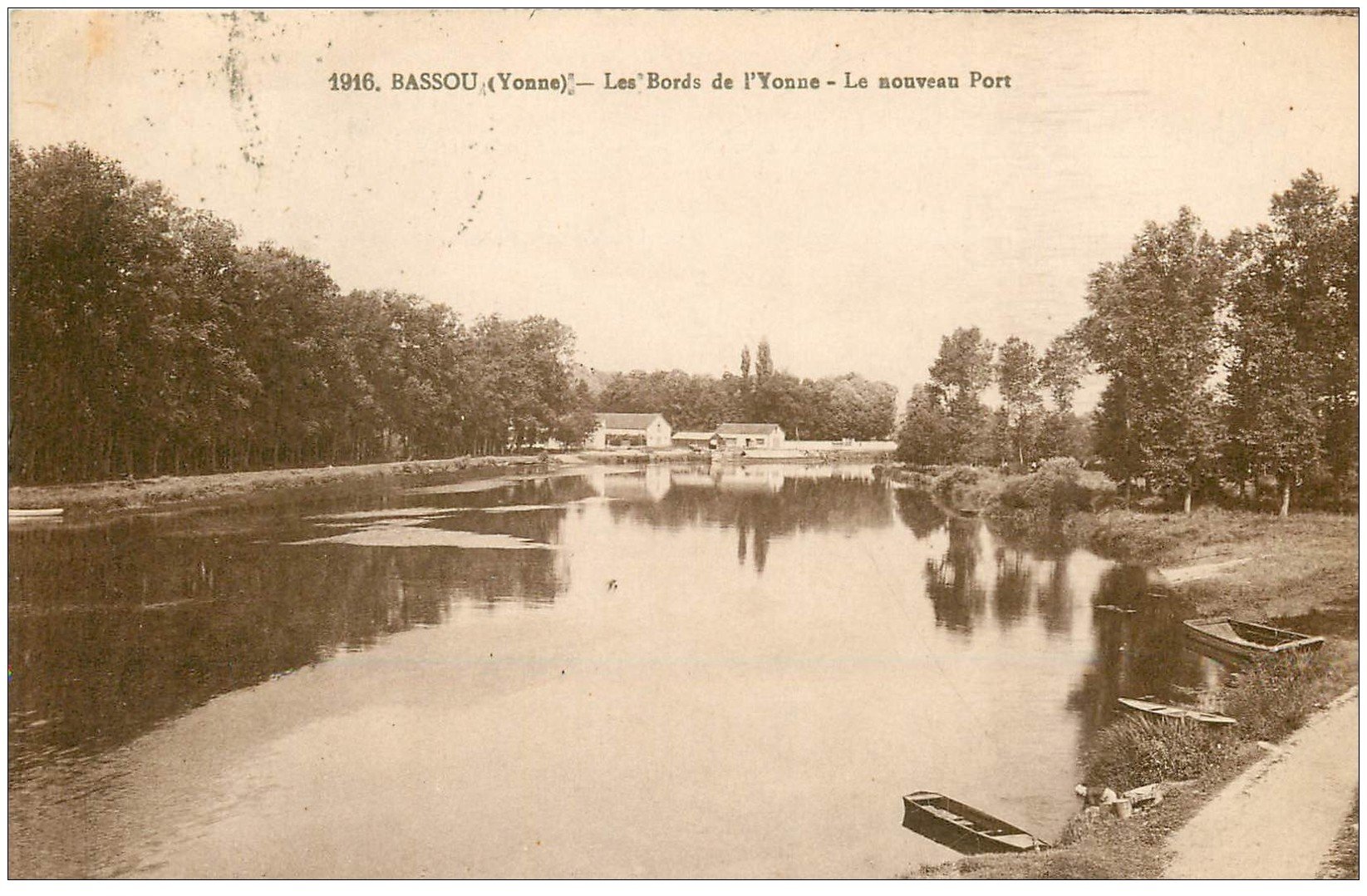 carte postale ancienne 89 BASSOU. Le nouveau Pont sur l'Yonne vers 1938