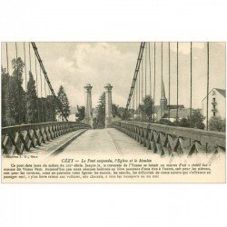 carte postale ancienne 89 CEZY. Pont suspendu l'Eglise et le Moulin
