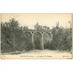 carte postale ancienne 89 CHASTELLUX. Le Viaduc et le Château