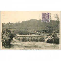 carte postale ancienne 89 CHATELET. Les Gorges de l'Yonne 1939 Personnage assis avec Oies et Canards