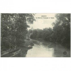 carte postale ancienne 89 CHENY. Les Bords de l' Armançon et Eglise