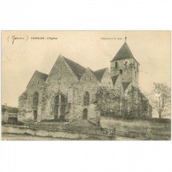 carte postale ancienne 89 COURLON. Eglise 1904 et les Marches