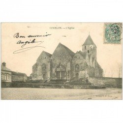 carte postale ancienne 89 COURLON. Eglise 1904 et son Horloge