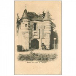 carte postale ancienne 89 FLEURGINY. Voiture ancienne et gamins à l'Entrée du Château vers 1900